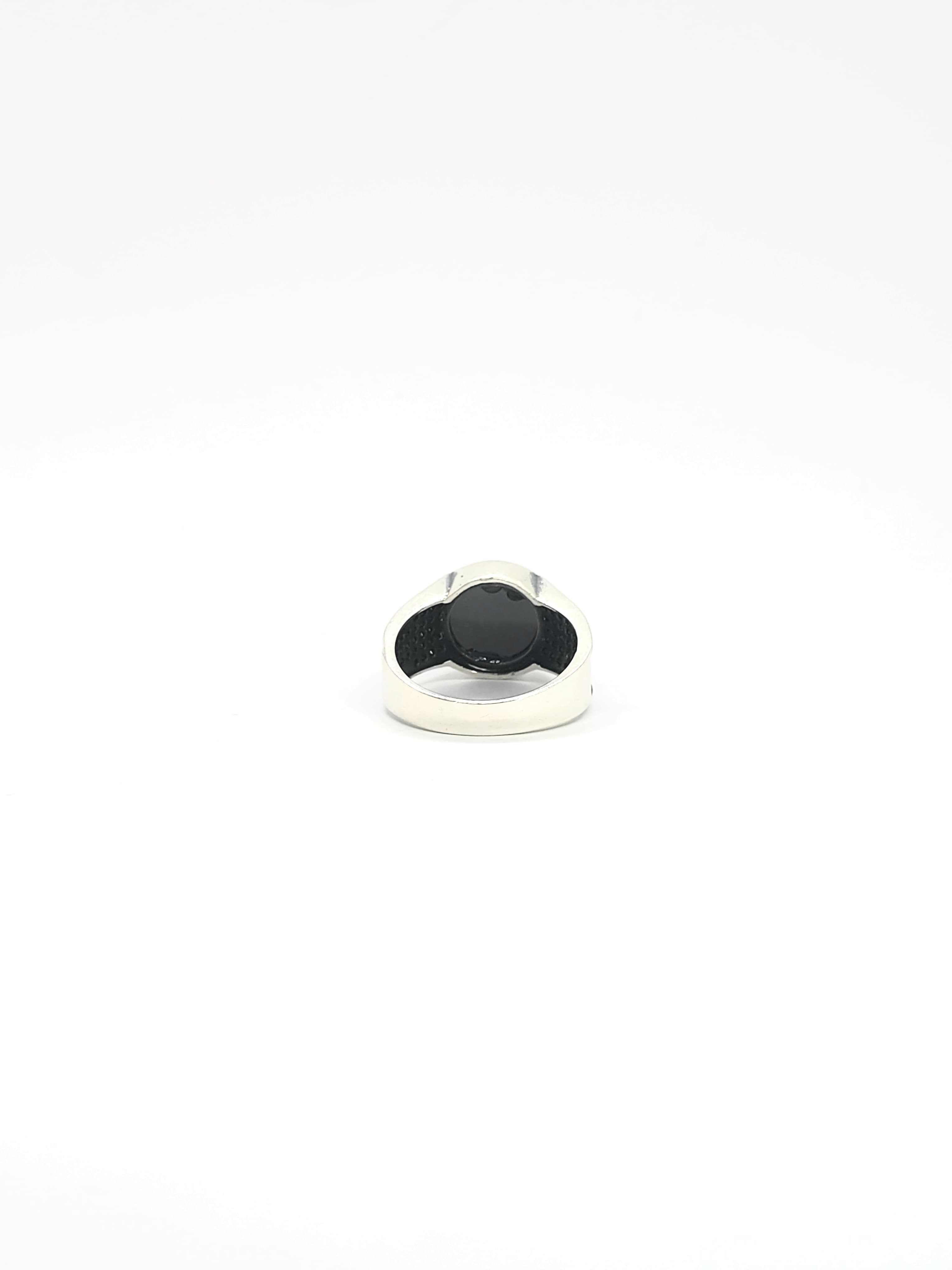 new Turkish style design silver ring for men in Pakistan with black onyx and zircon stone