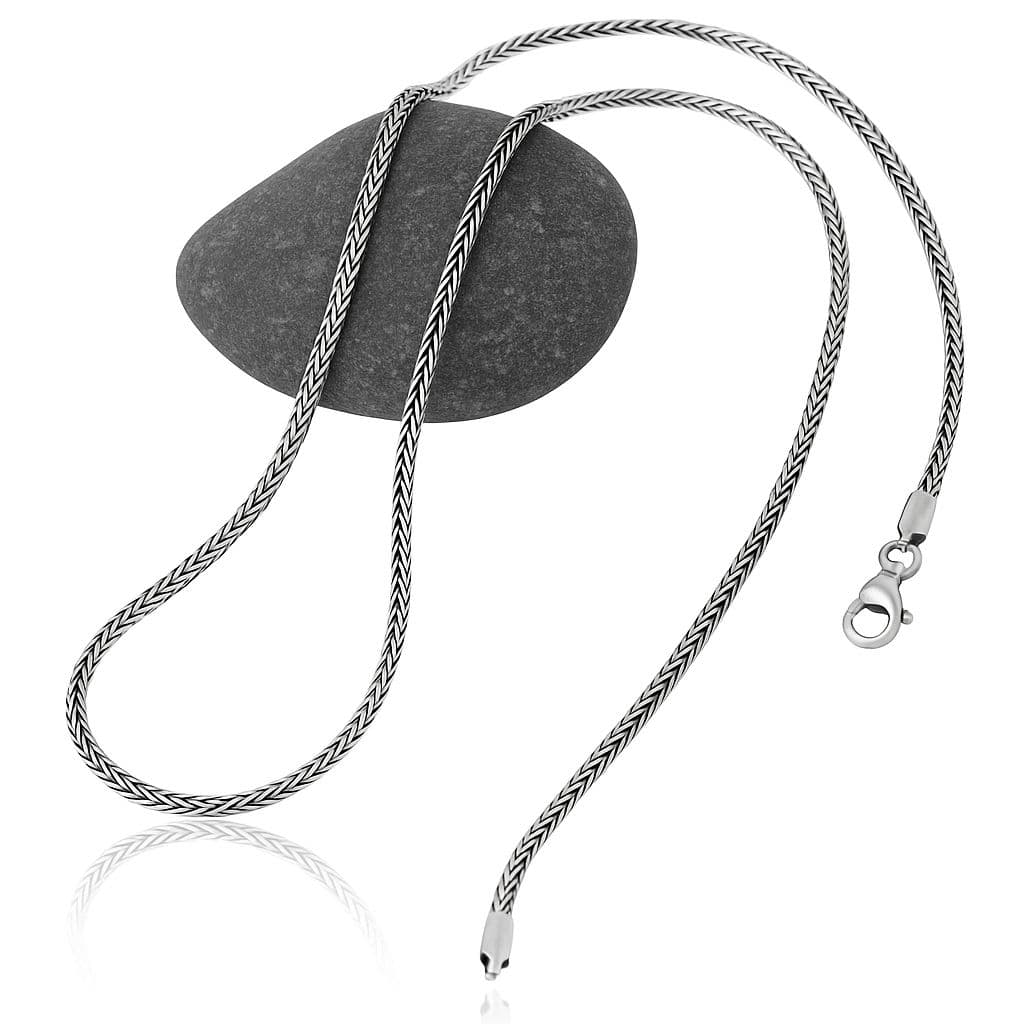 Italian Sterling Silver Oxidized Foxtail Chain