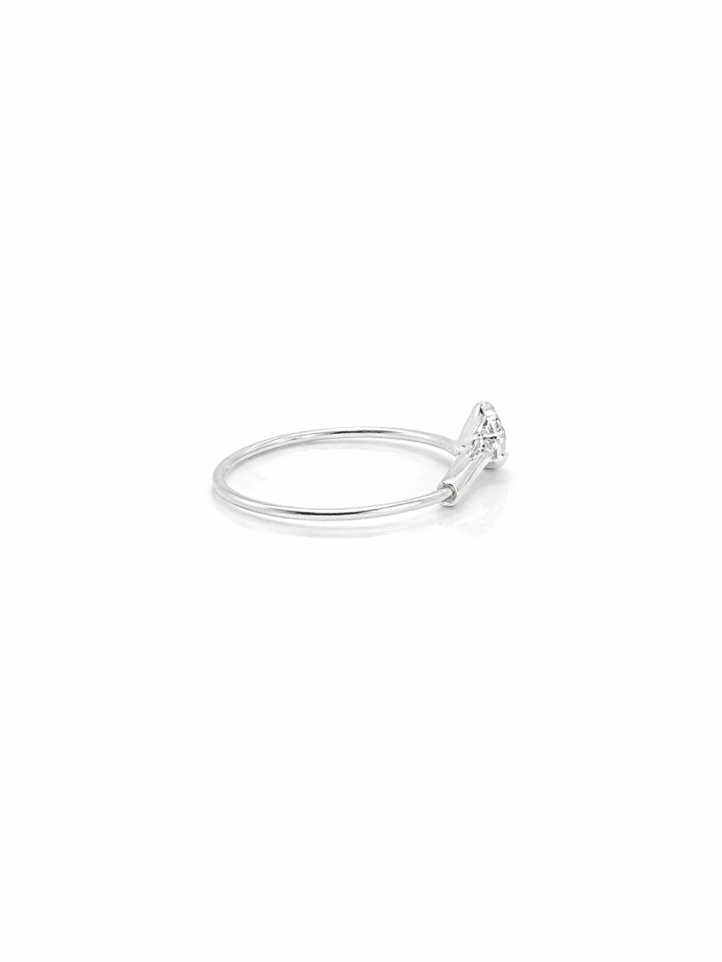 Simple Silver Nose Ring Hoop with Single Solitaire Zircon