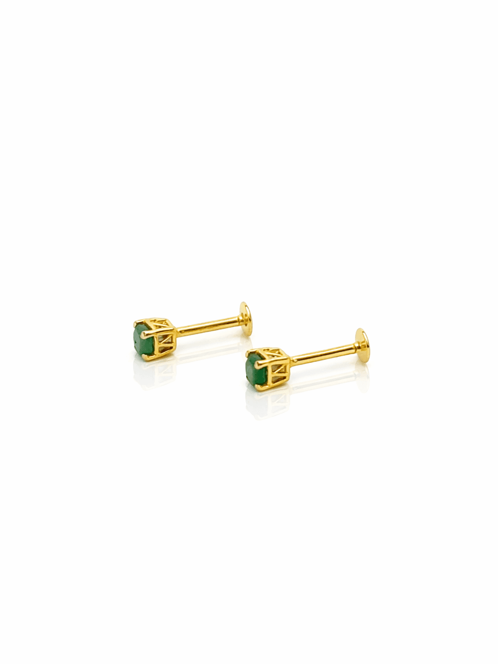 21K Gold Emerald Stud Tops for Girls