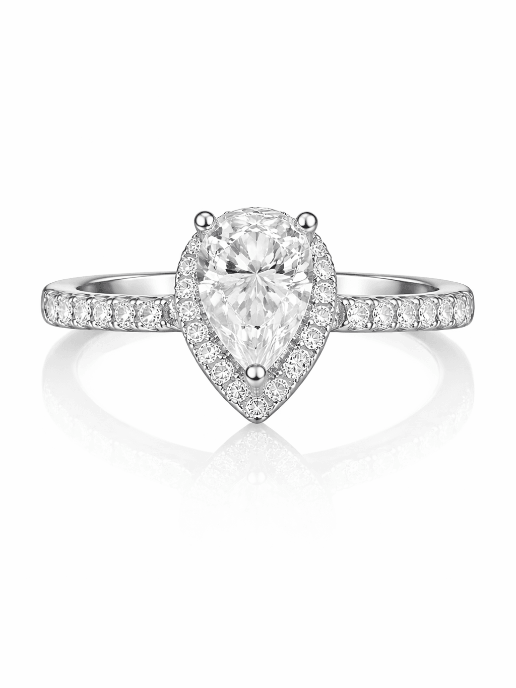 Dazzling Pear Cut Halo Engagement Ring with Pave Setting