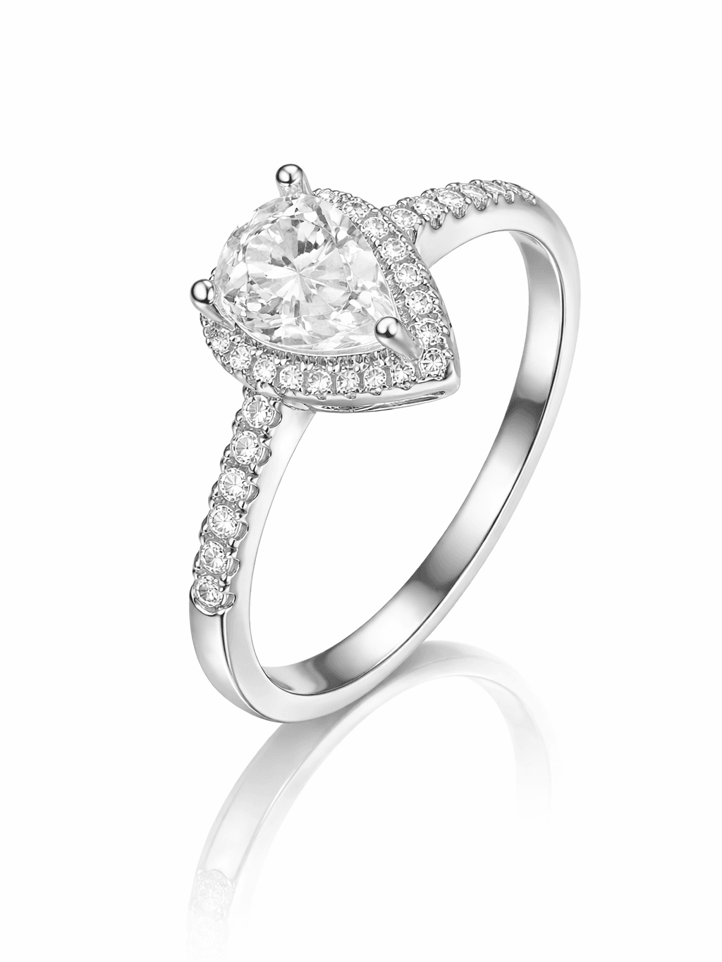 Dazzling Pear Cut Halo Engagement Ring with Pave Setting