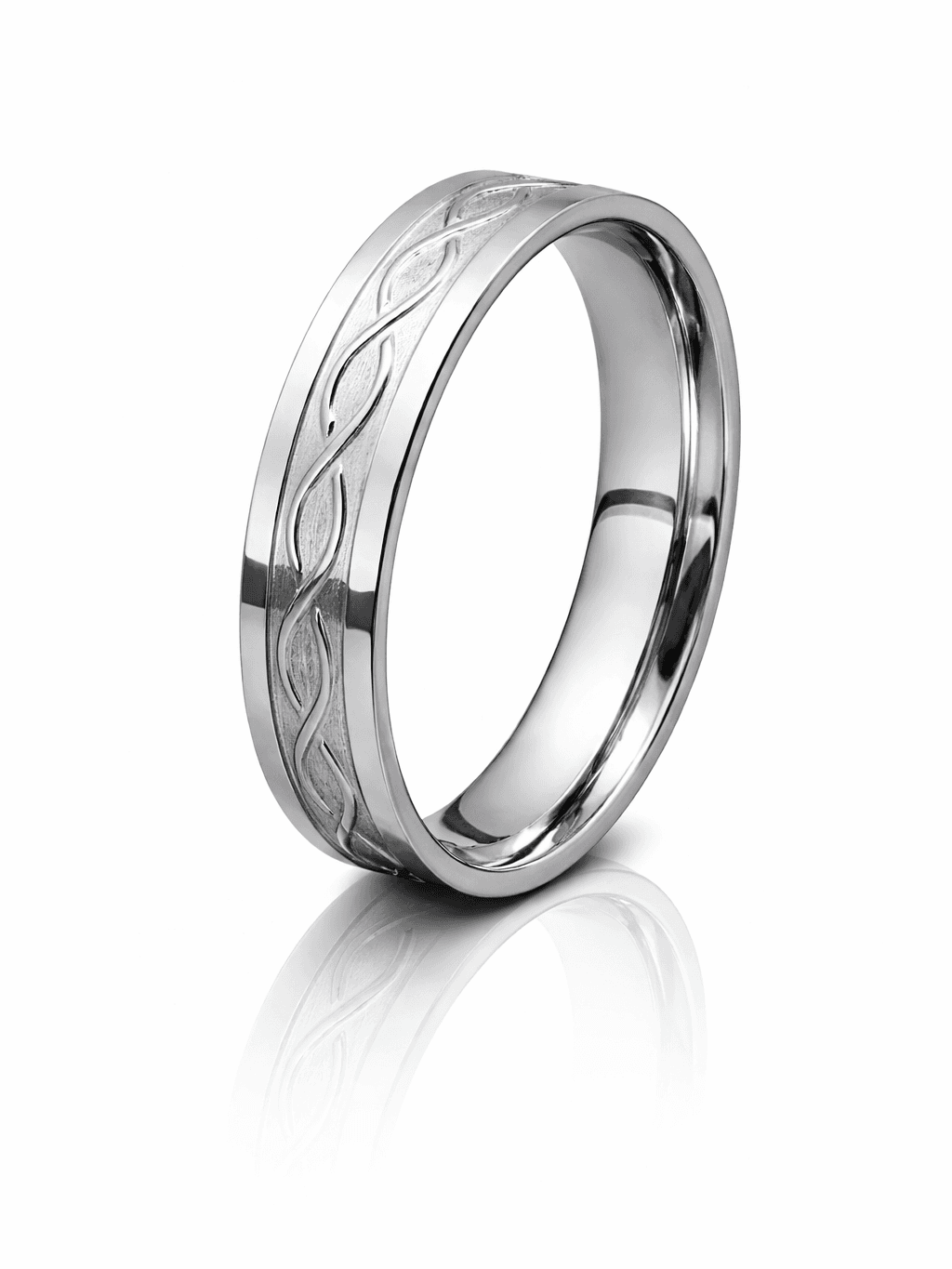 Engraved Infinity Twist Silver Band Ring