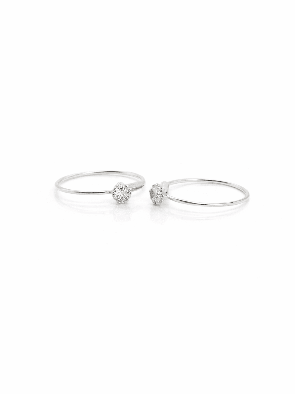 Small Silver Hoop Earrings with Single Zircon Stone