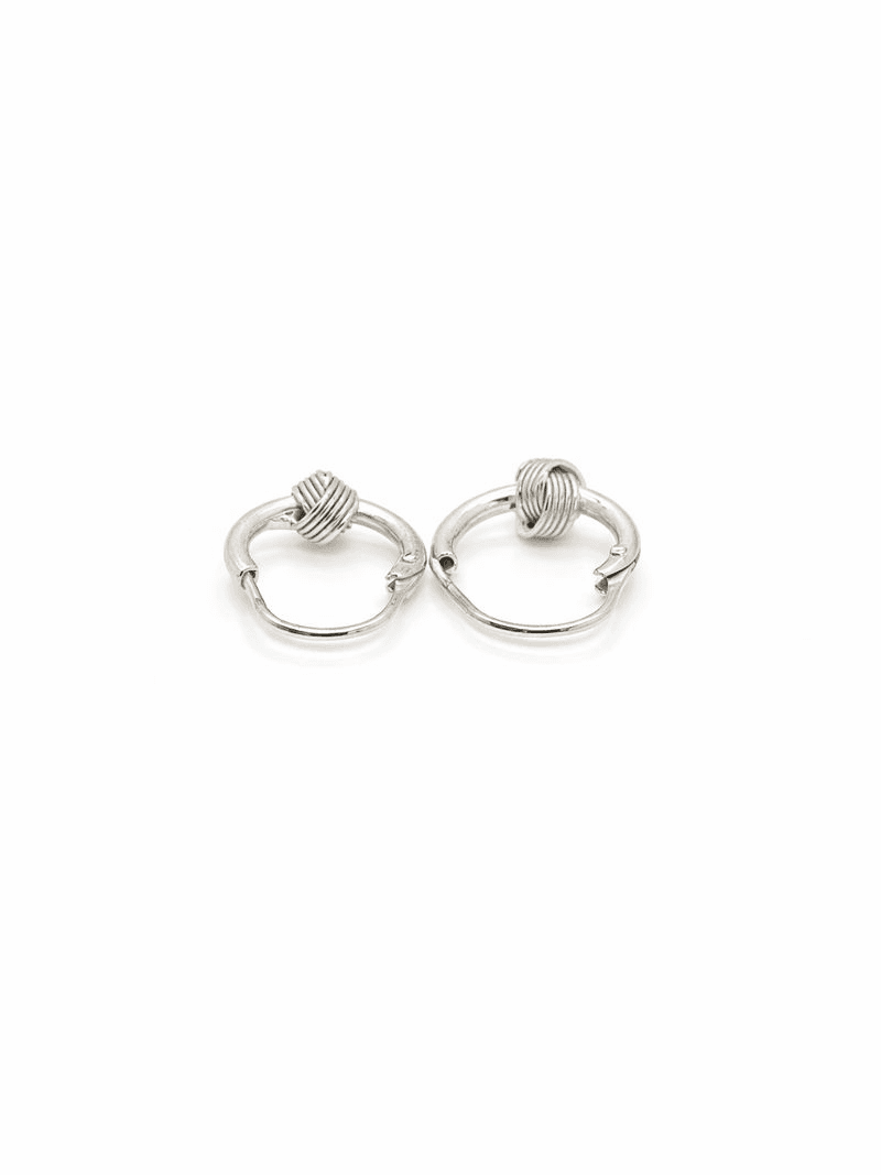 925 Sterling Silver Knot Hoop Earrings with Wire Wrap Detail