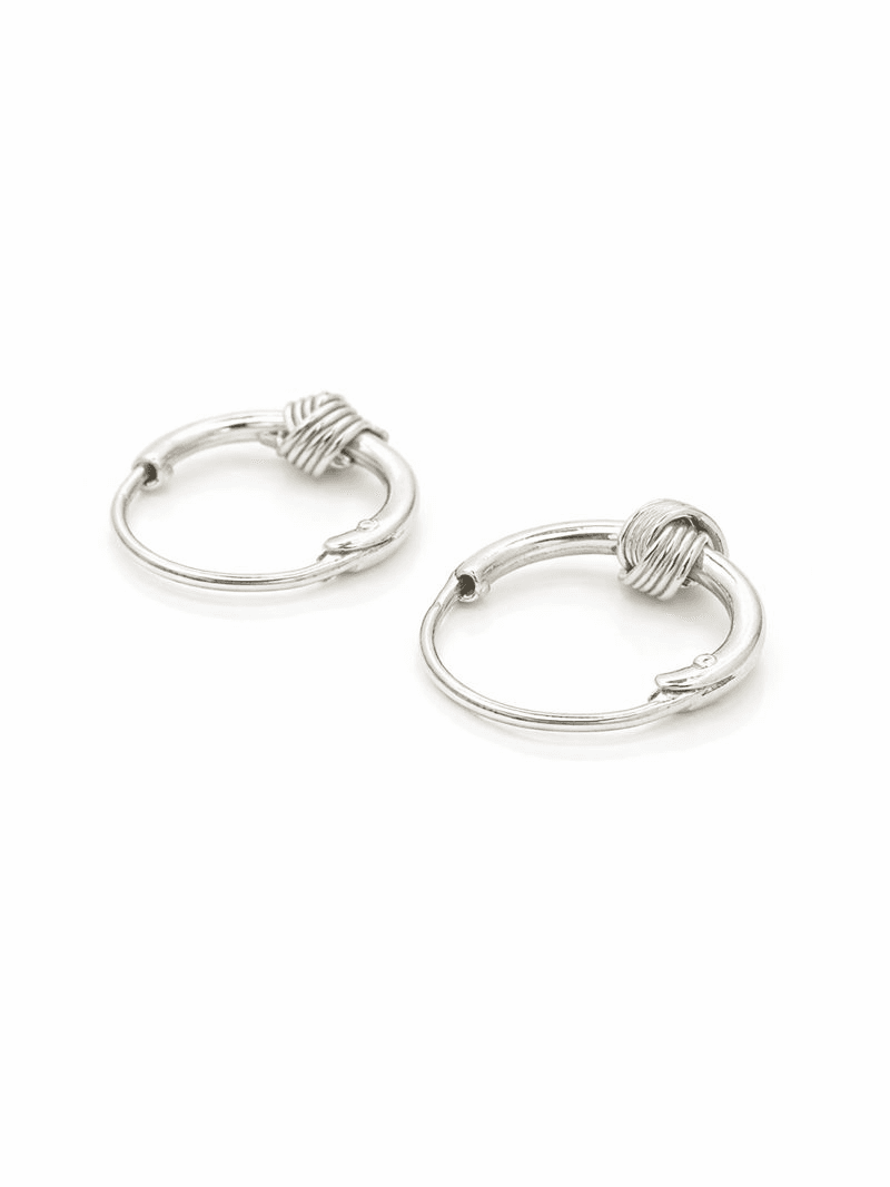 925 Sterling Silver Knot Hoop Earrings with Wire Wrap Detail