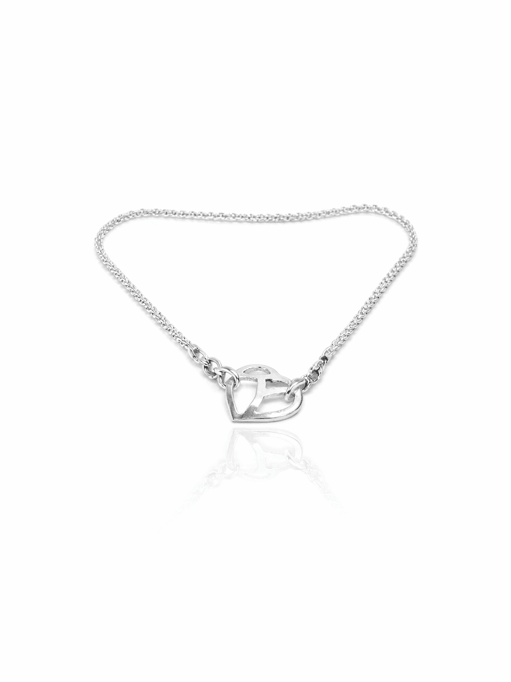 Romantic Sterling Silver Double Heart Bracelet Love Gift for Her