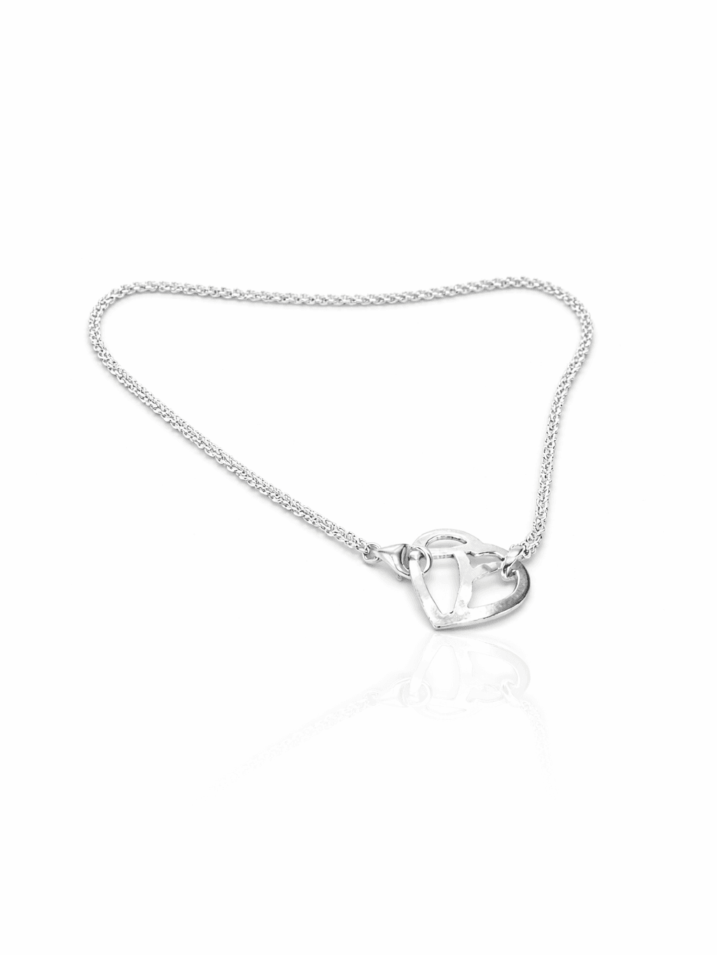 Romantic Sterling Silver Double Heart Bracelet Love Gift for Her