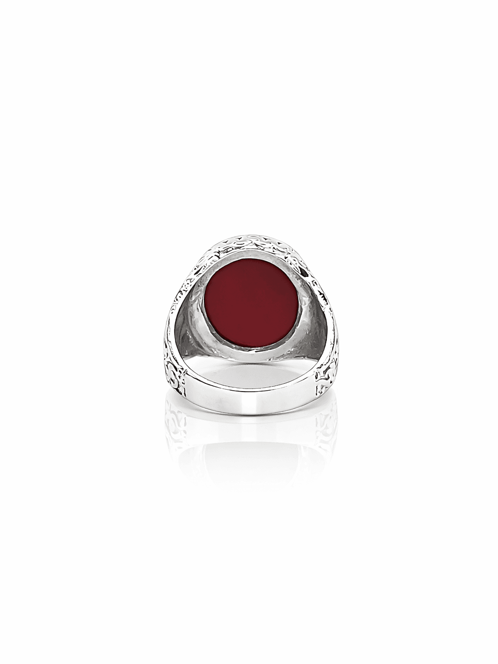Vintage Style Silver Ring with Red Aqeeq Stone