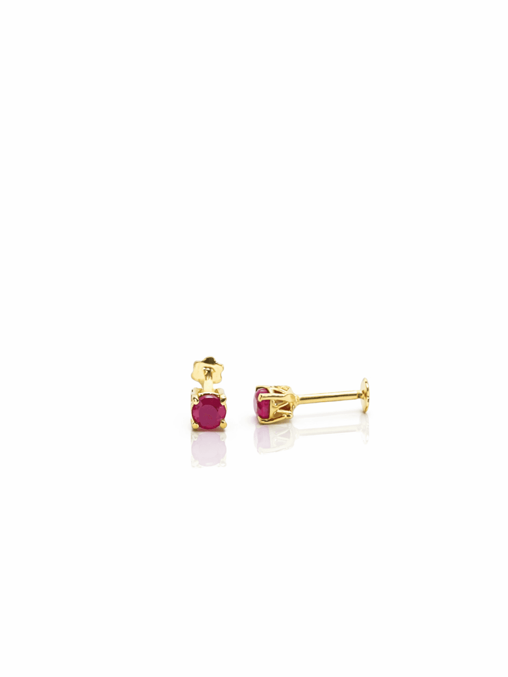 21K Gold Ruby Stud Tops Cute Fashion Jewelry for Girls