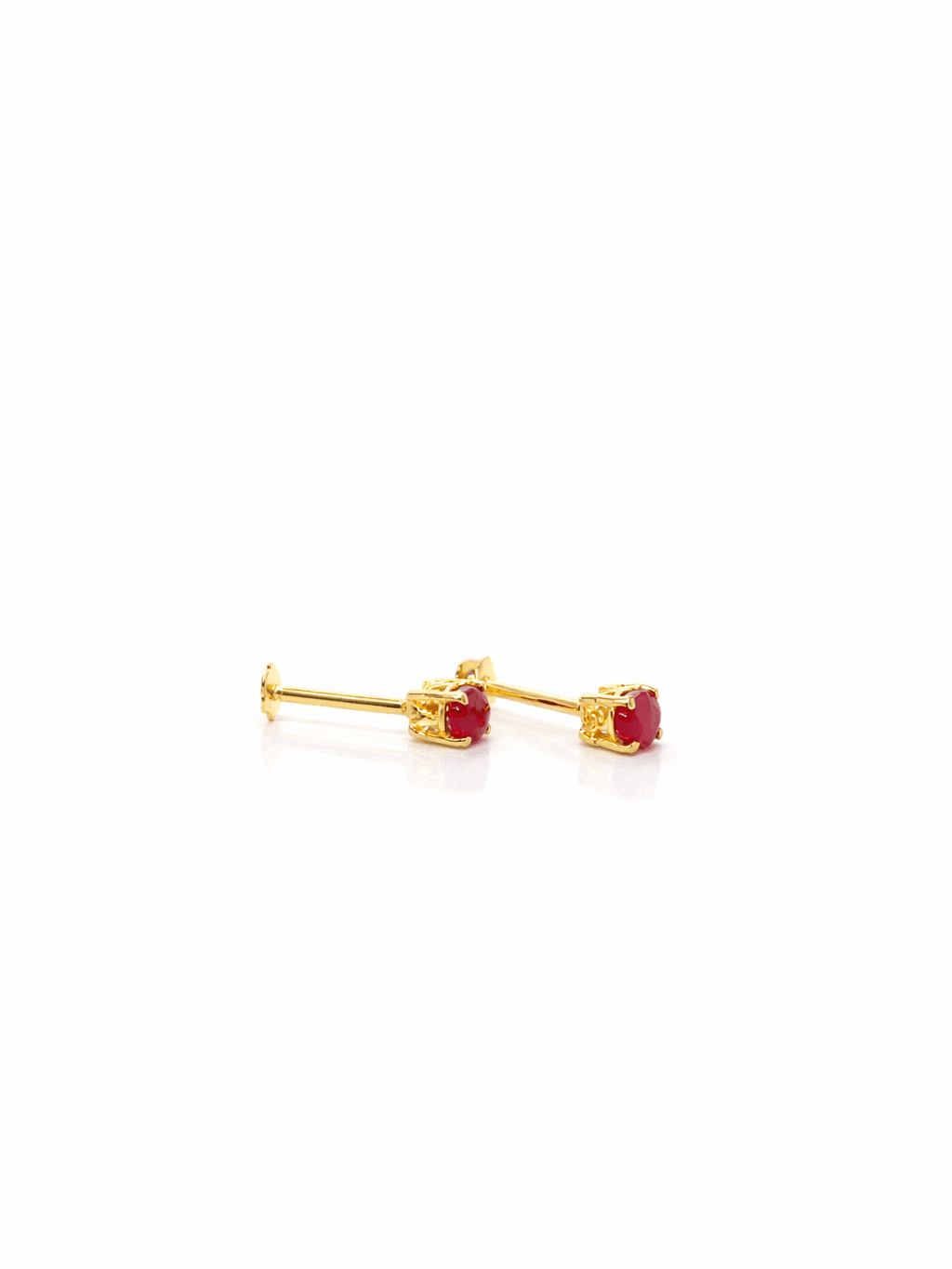 21K Gold Ruby Stud Tops Cute Fashion Jewelry for Girls