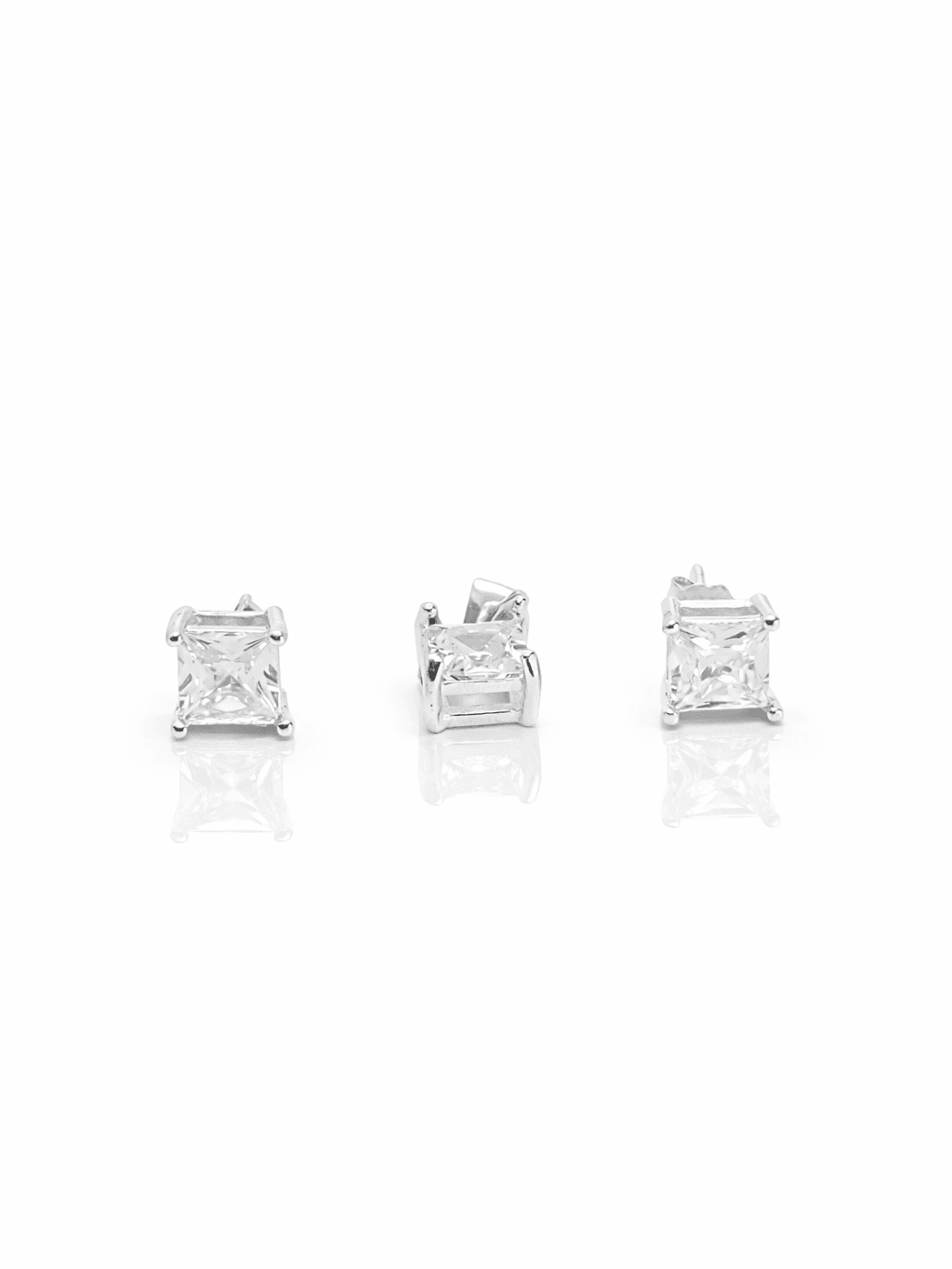 Sterling Silver Princess Cut Zircon Pendant Set Solitaire Design