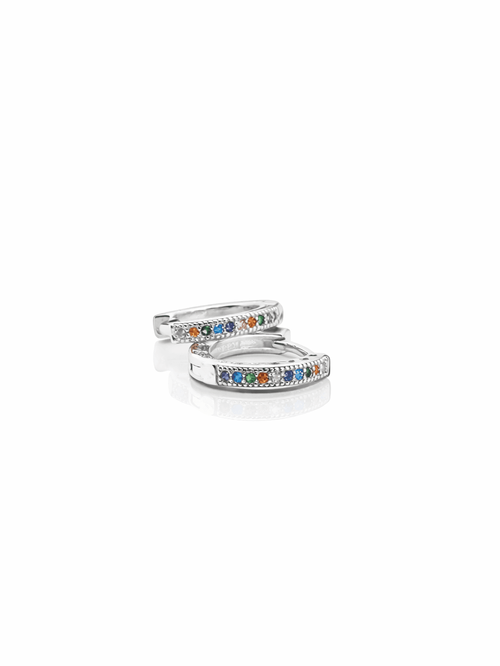 Italian Style Silver Rainbow Huggie Hoop Earrings