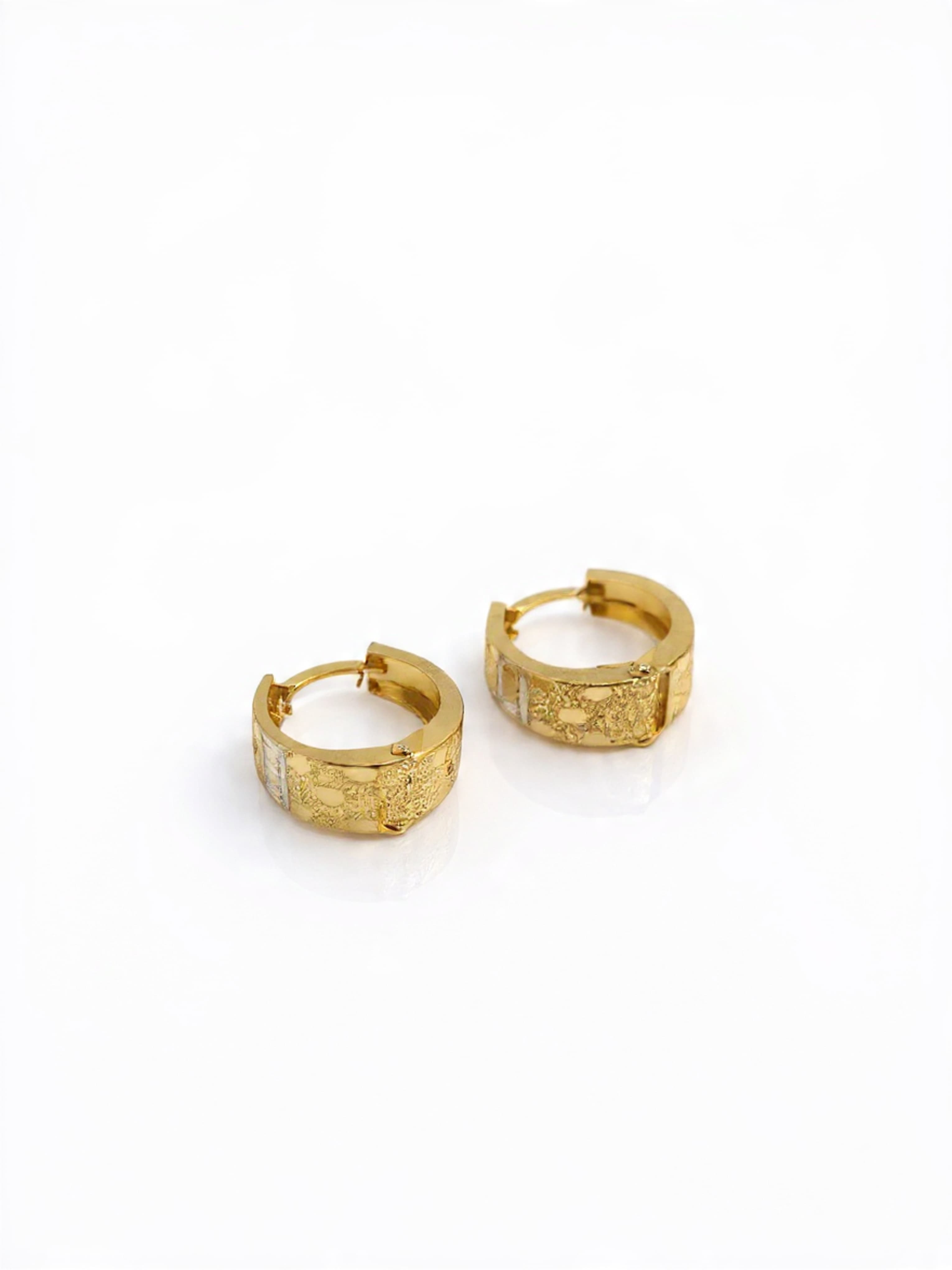 Gold Stardust Wide Huggie Earrings