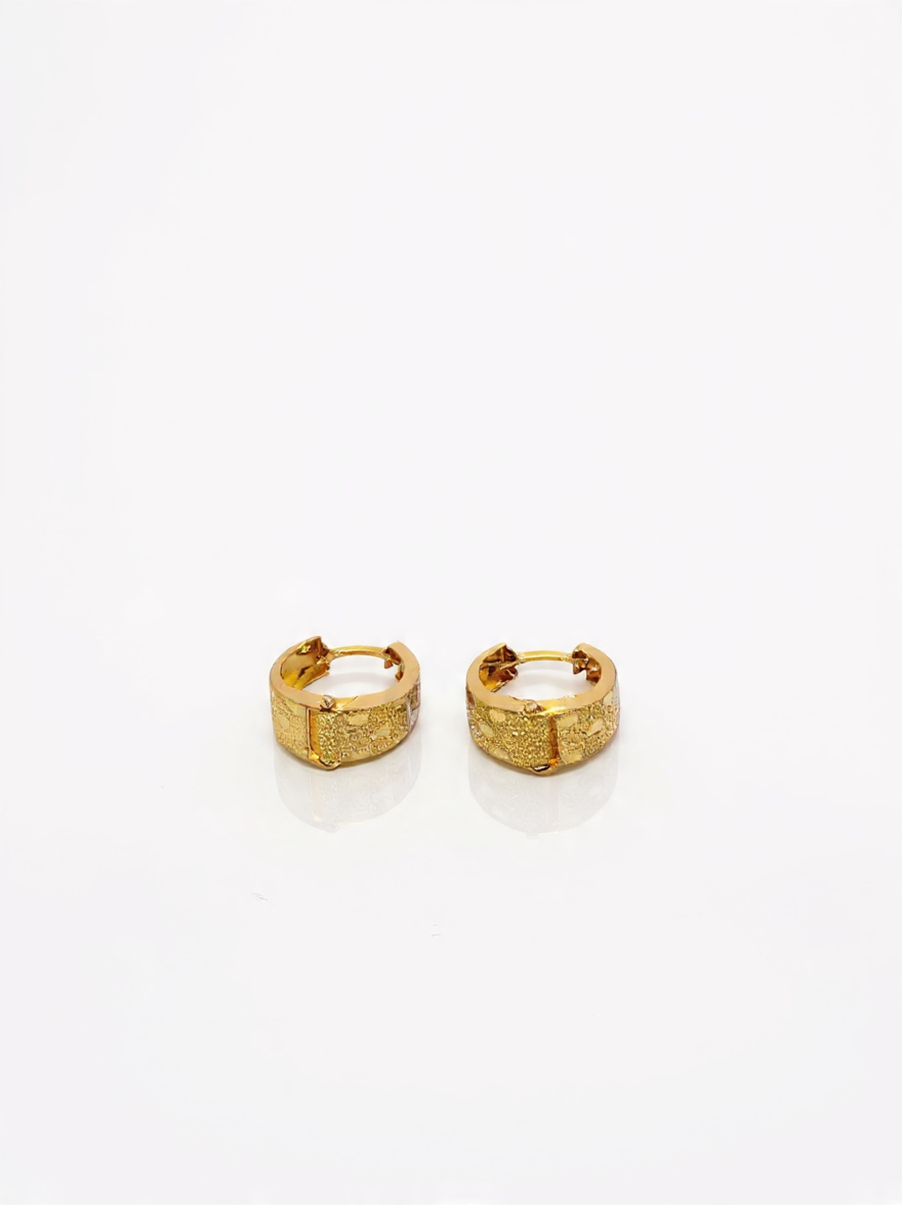 Gold Stardust Wide Huggie Earrings