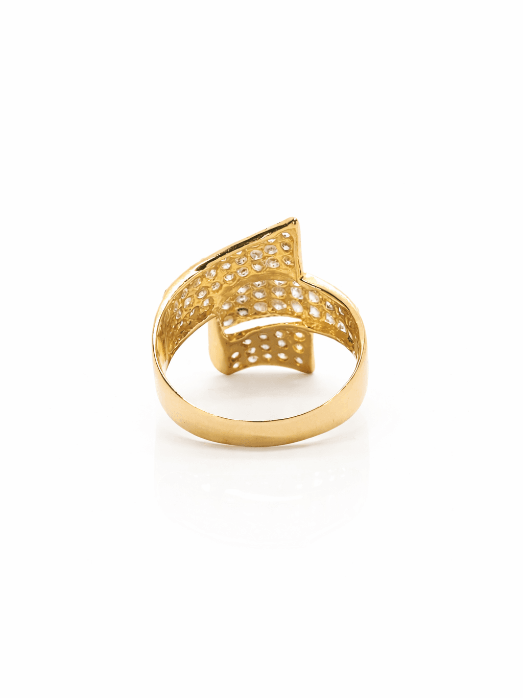Gold Zircon Paved Folded Ribbon Ring