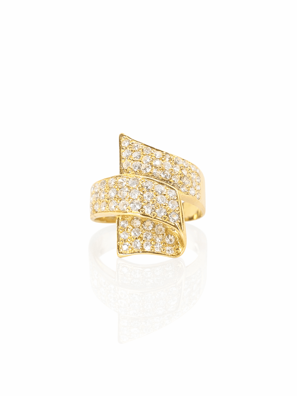 new 22 karat Gold Zircon Paved Folded Ribbon Ring DESIGN IN pakistan