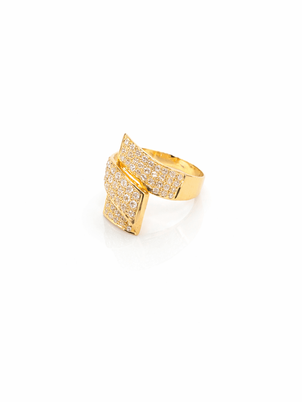 new 22 karat Gold Zircon Paved Folded Ribbon Ring DESIGN IN pakistan