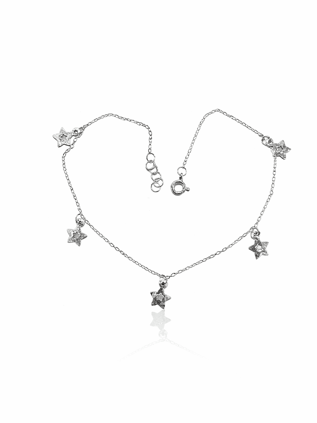 New 925 sterling Silver Open Star Charm Anklet Payal design for Girls in pakistan