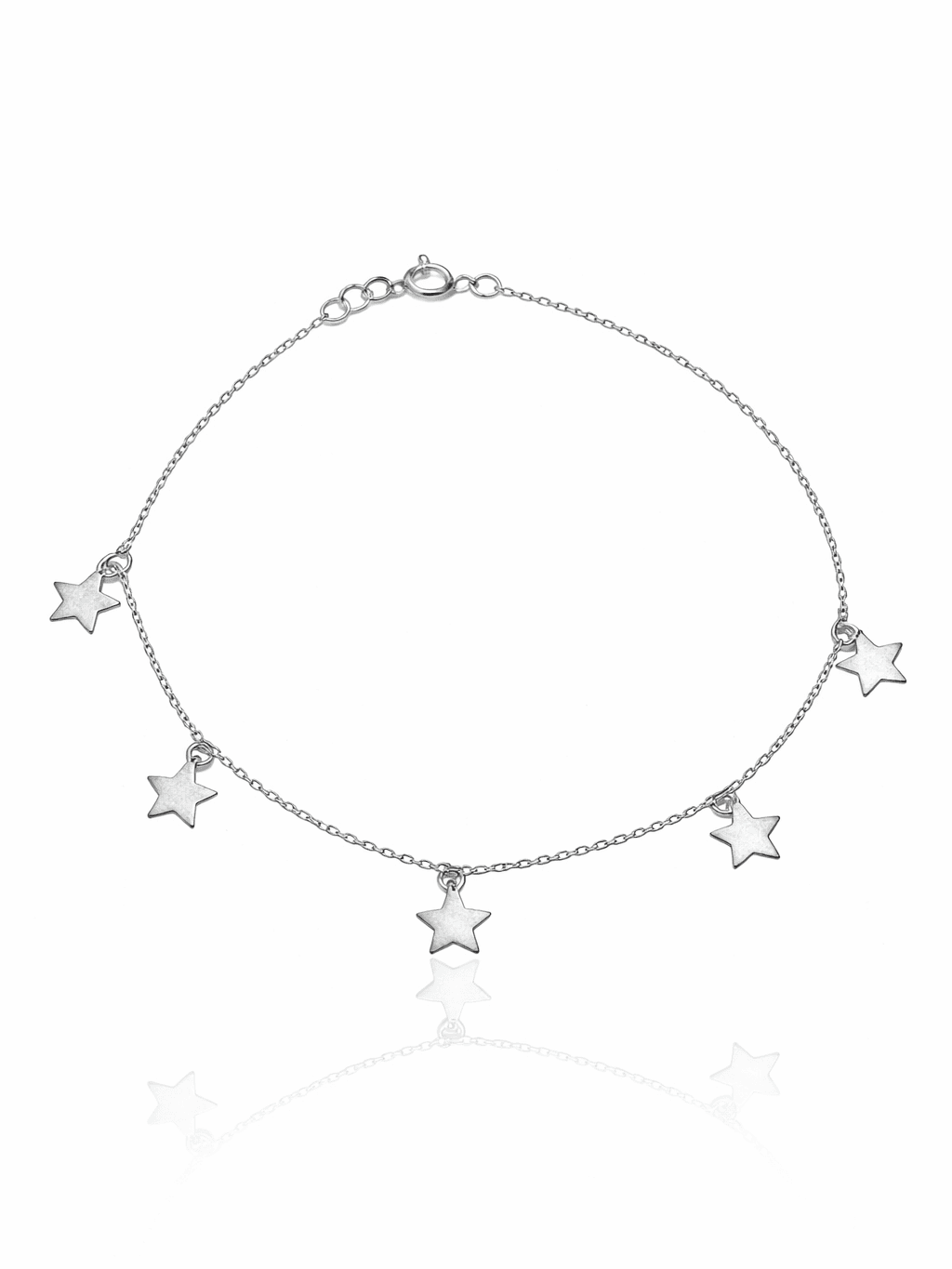 Silver Solid Star Charm Anklet Payal for Girls