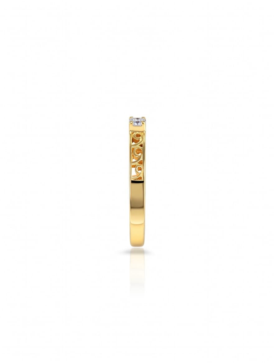 Gold Vintage Scroll Natural Diamond Ring