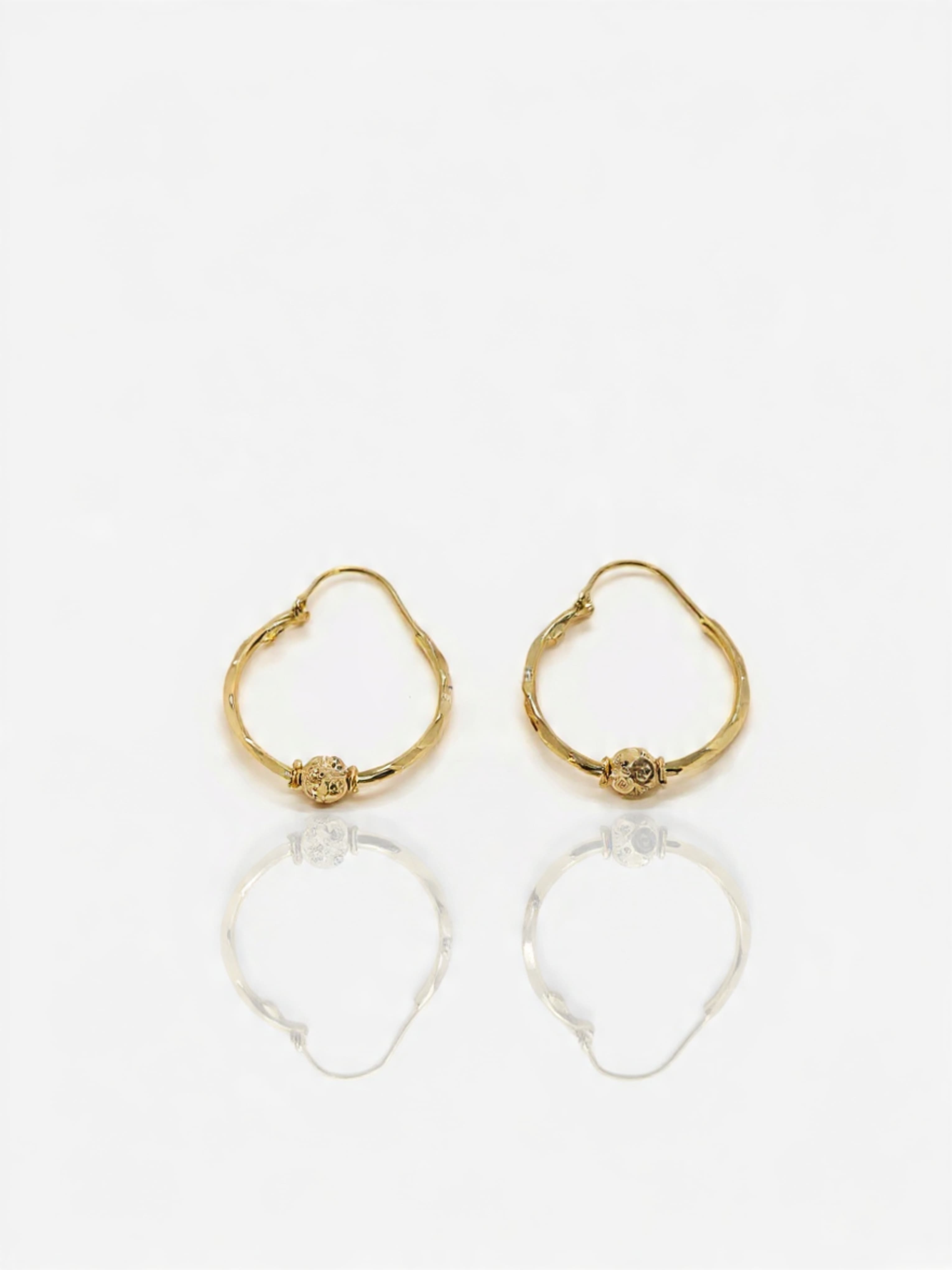 Gold Single Textured Bead Wire Balli Earrings latest design in pakistan