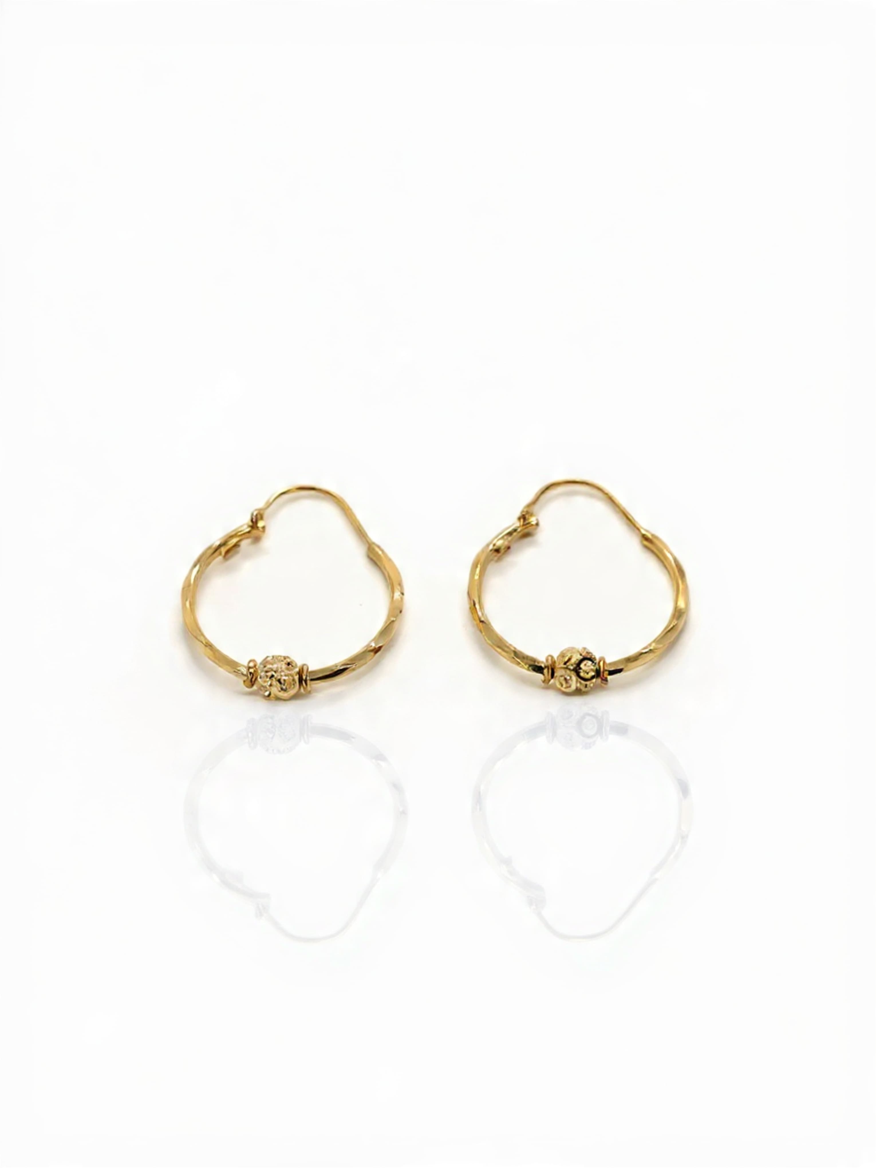 Gold Single Textured Bead Wire Balli Earrings latest design in pakistan