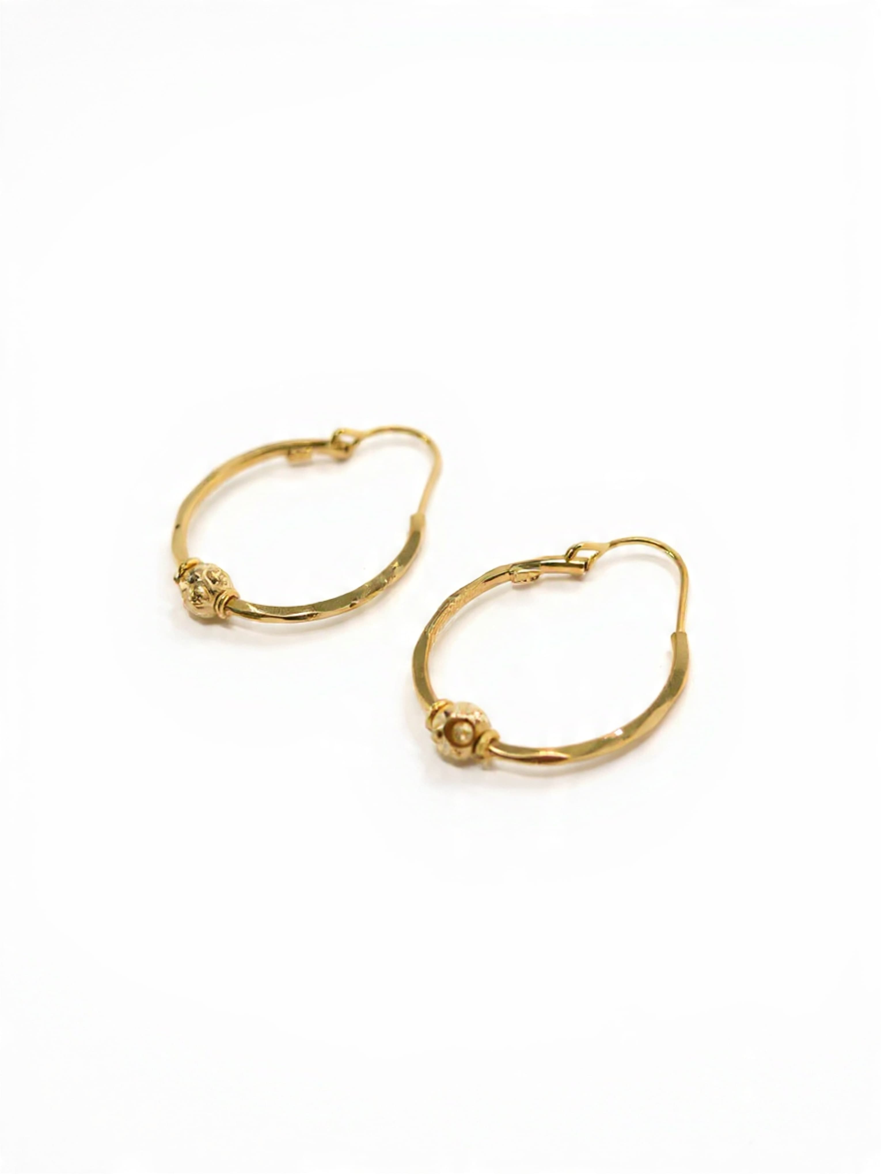 Gold Single Textured Bead Wire Balli Earrings latest design in pakistan
