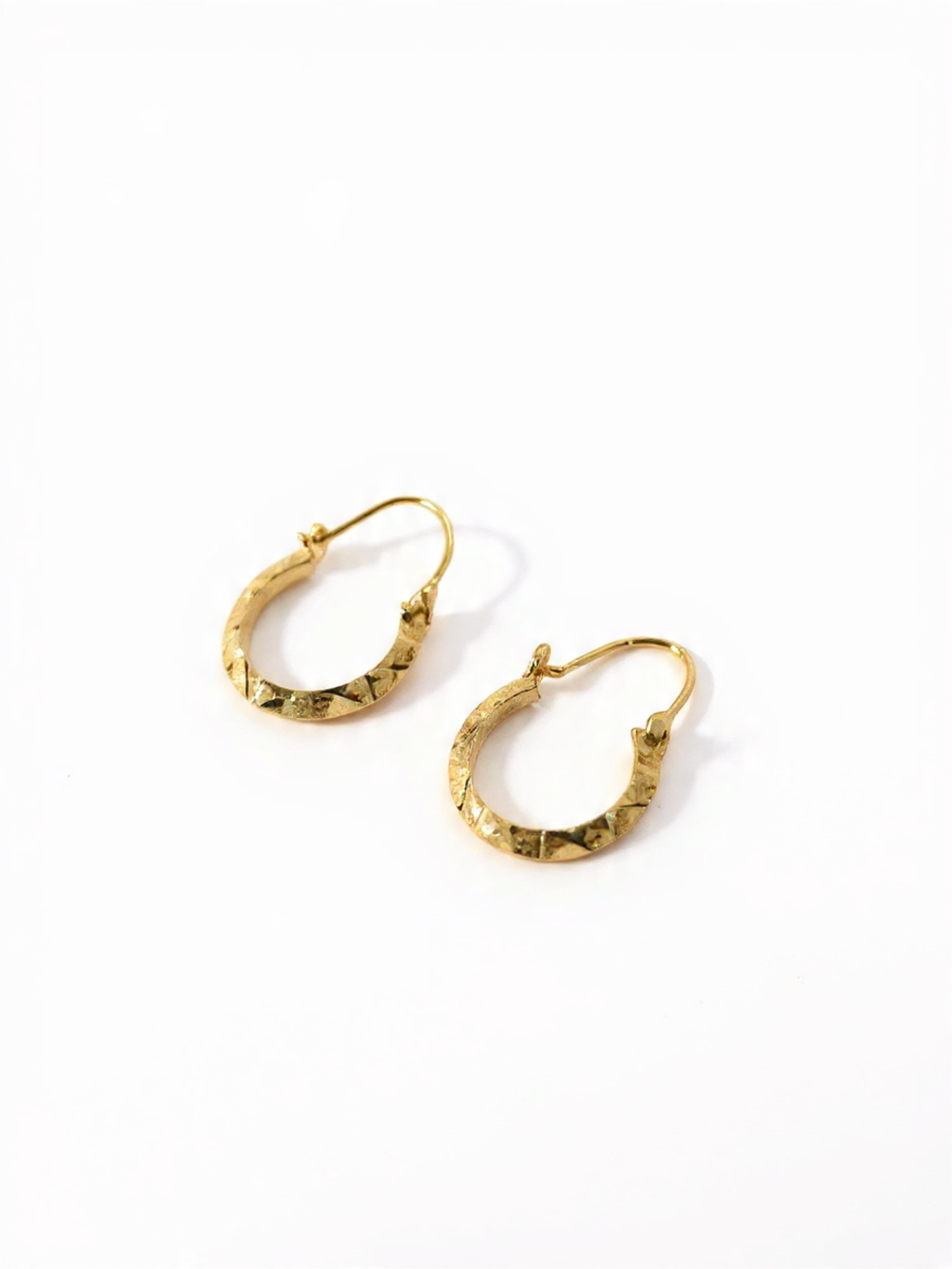 Gold Faceted Crescent Balli Earrings