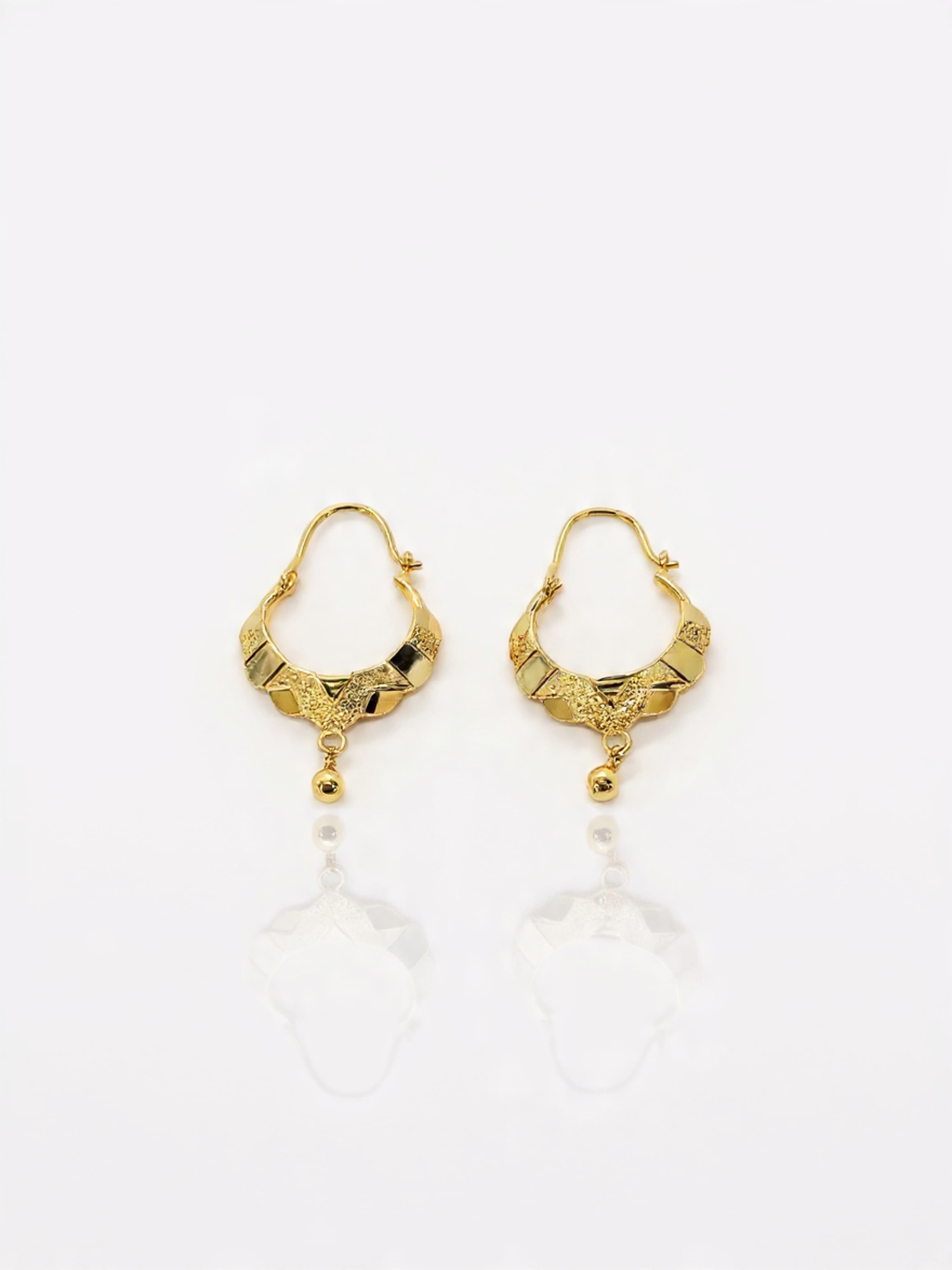 new Gold Segmented Stardust Balli hoop Earrings with gold Drop bead in pakistan