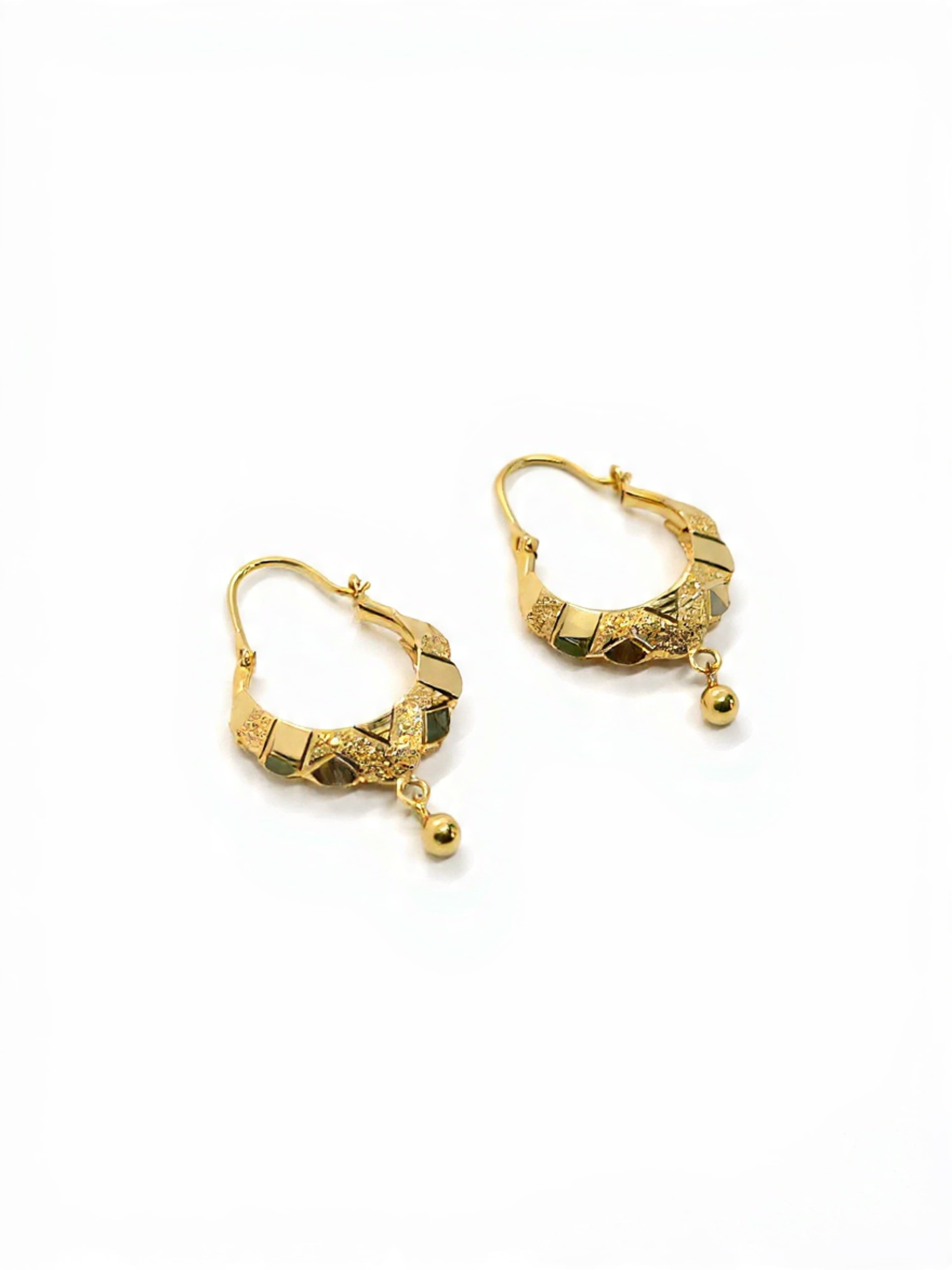 new Gold Segmented Stardust Balli hoop Earrings with gold Drop bead in pakistan
