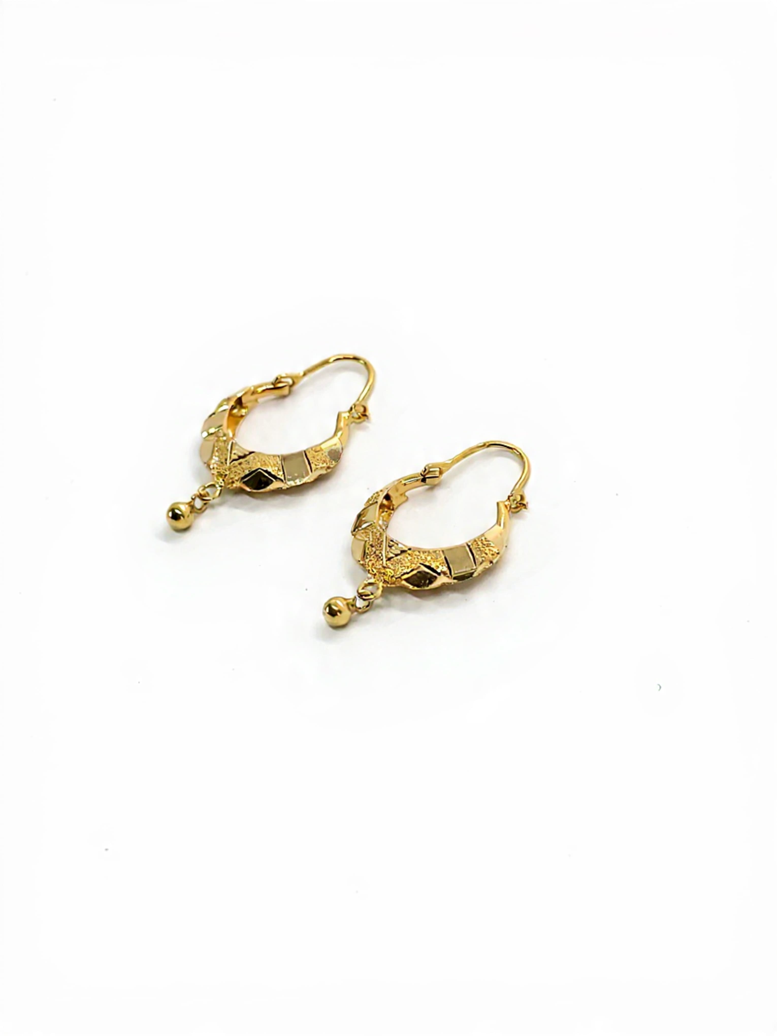 new Gold Segmented Stardust Balli hoop Earrings with gold Drop bead in pakistan