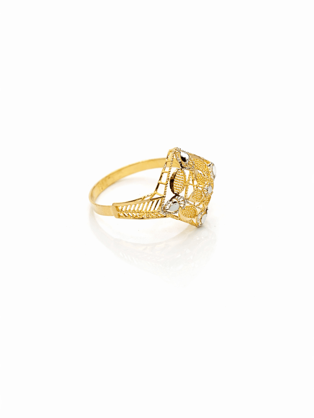 NEW Gold Rhombus Filigree White Lacquer Ring Design in pakistan