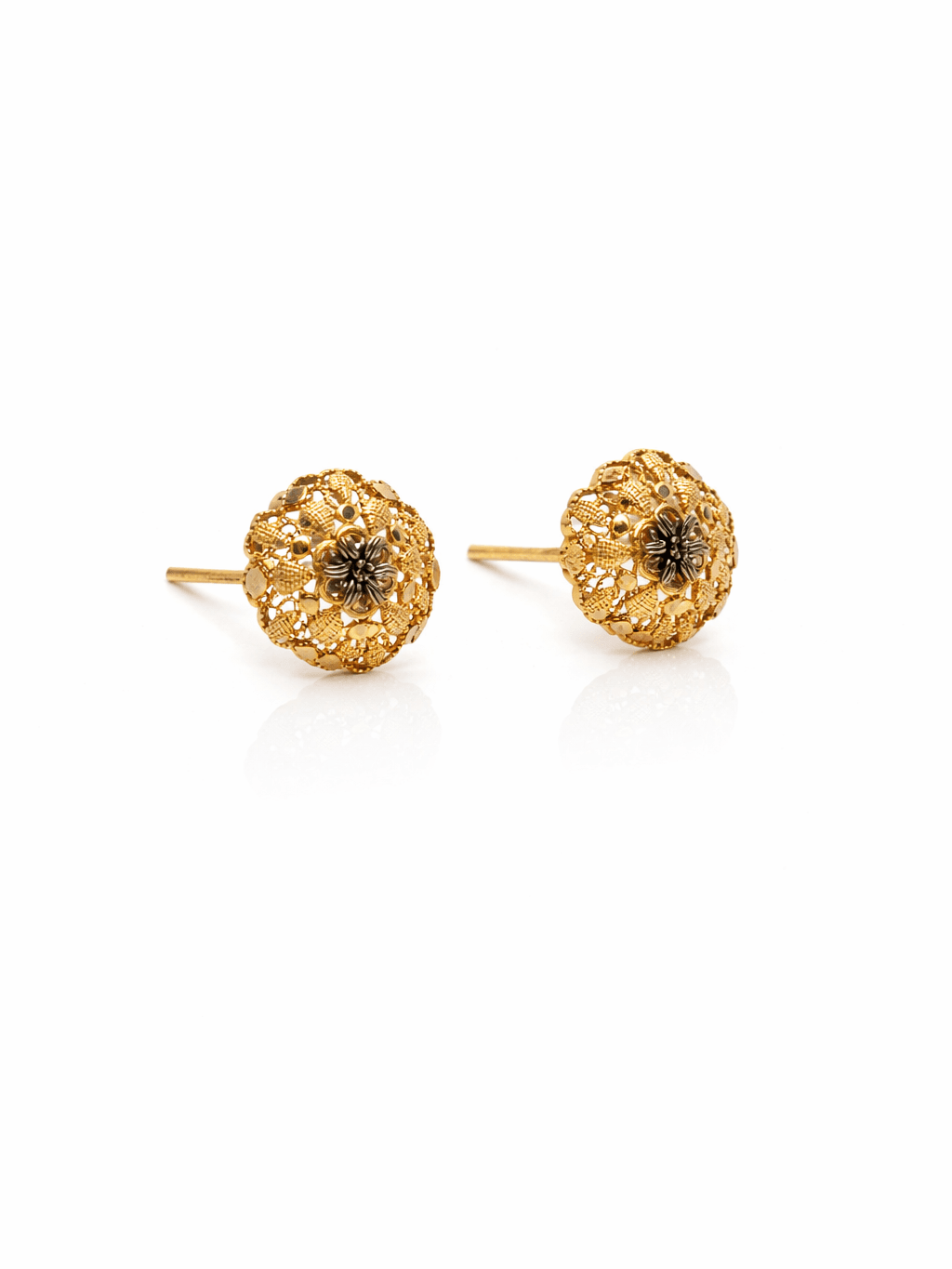 New Gold Floral Filigree Black Lacquer Stud Tops in pakistan