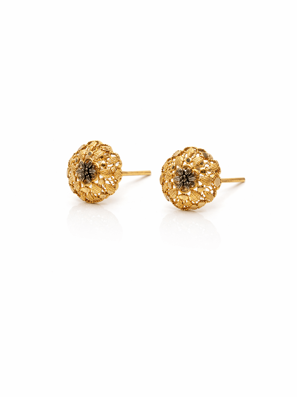 New Gold Floral Filigree Black Lacquer Stud Tops earrings in pakistan