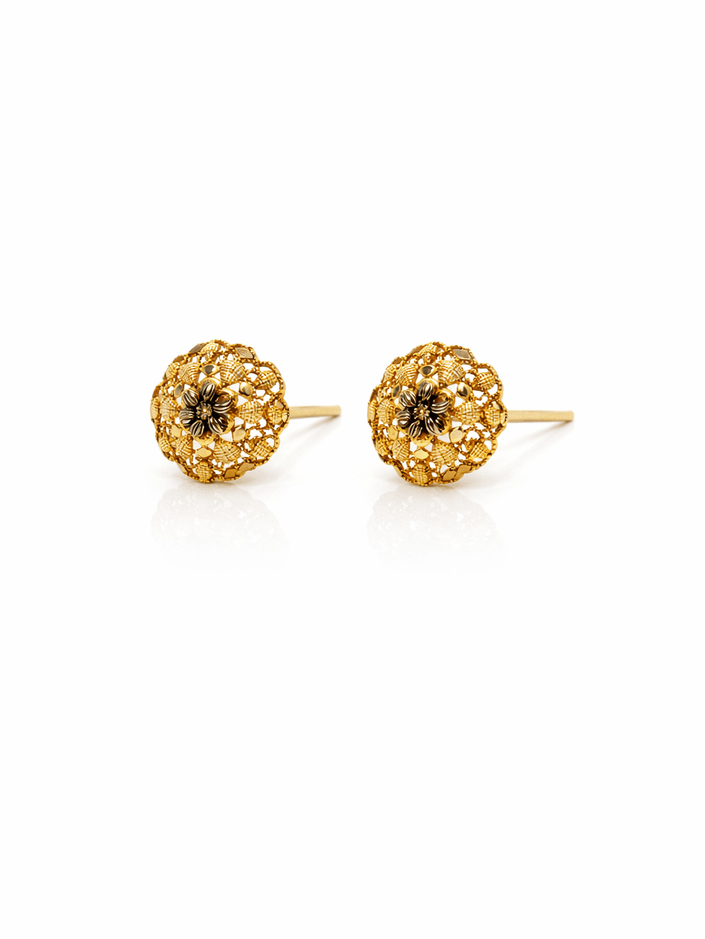 New Gold Floral Filigree Black Lacquer Stud earrings Tops in pakistan