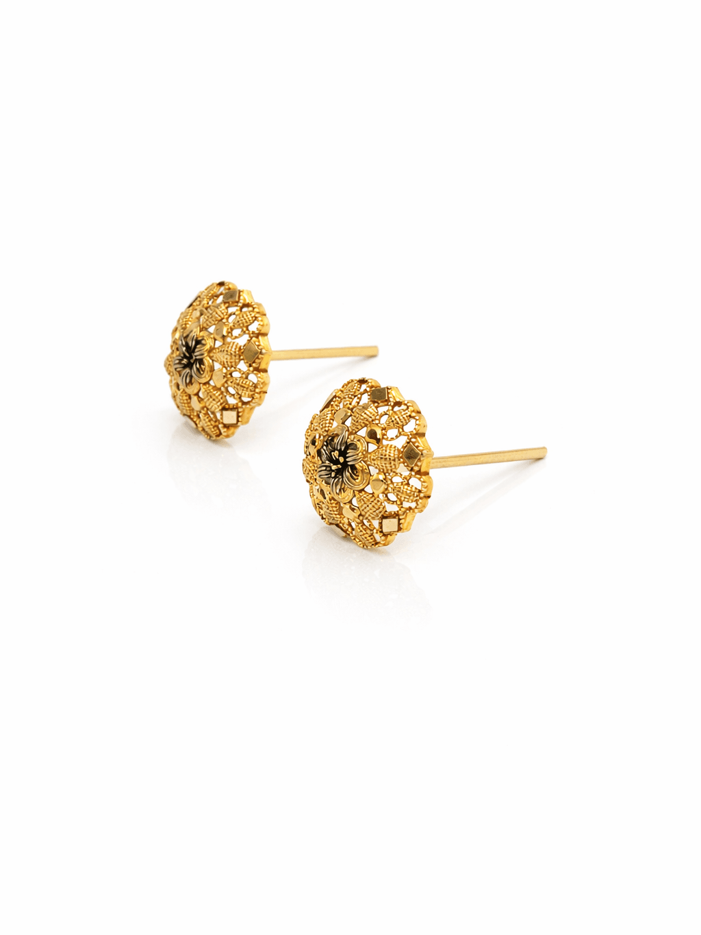 Gold Floral Filigree Black Lacquer Stud Tops