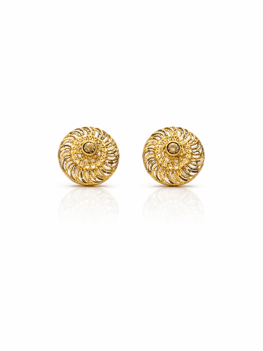 Gold Spiral Filigree Champagne Zircon Stud Tops