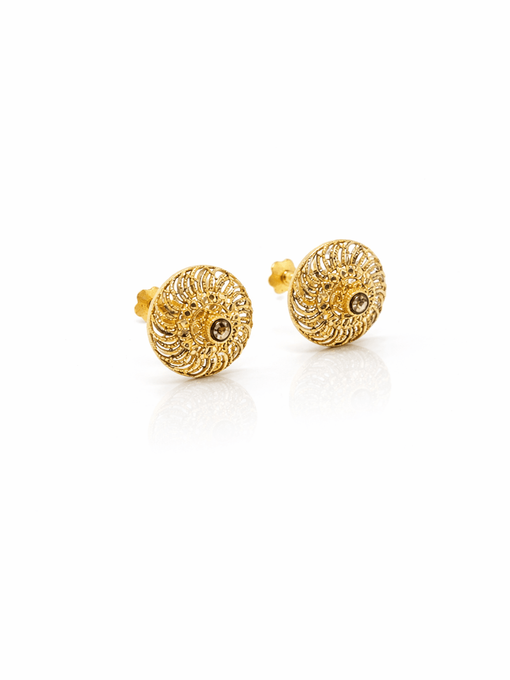 New Gold Spiral Filigree Champagne Zircon Stud Tops EARRINGS IN PAKISTAN