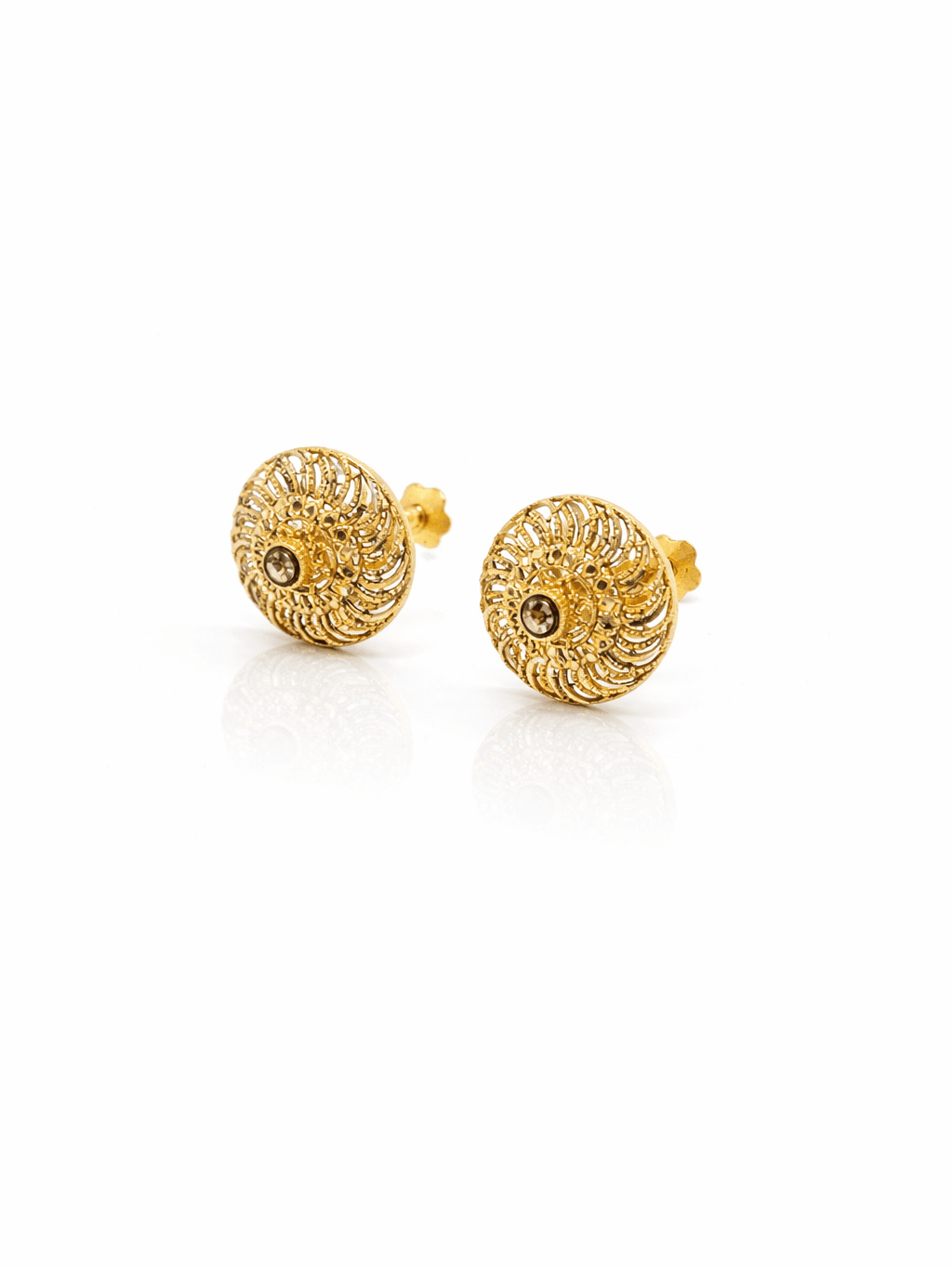New Gold Spiral Filigree Champagne Zircon Stud Tops EARRINGS IN PAKISTAN