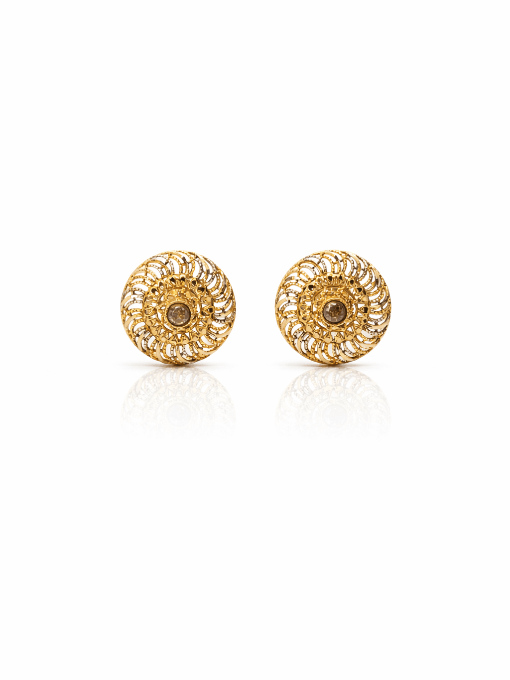 New Gold Spiral Filigree Champagne Zircon Stud Tops EARRINGS IN PAKISTAN
