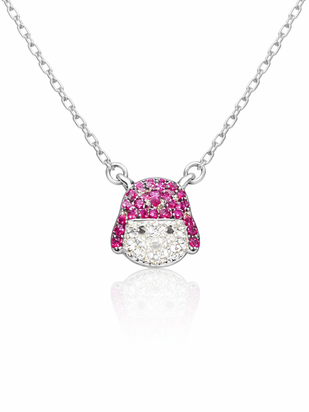 New Silver Baby Girl Doll Pendant Necklace with Pink Zircons for Kids in Pakistan