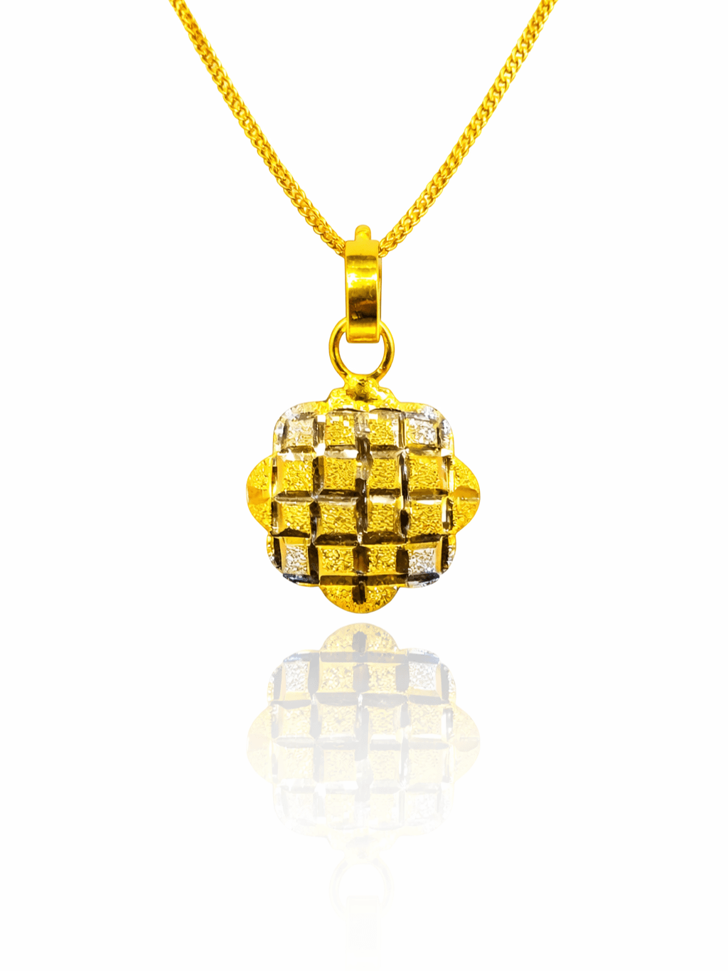 New Gold Two-Tone Stardust Checkerboard locket chain Pendant design in pakistan