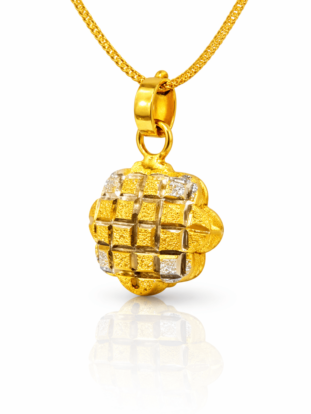 Gold Two-Tone Stardust Checkerboard Pendant