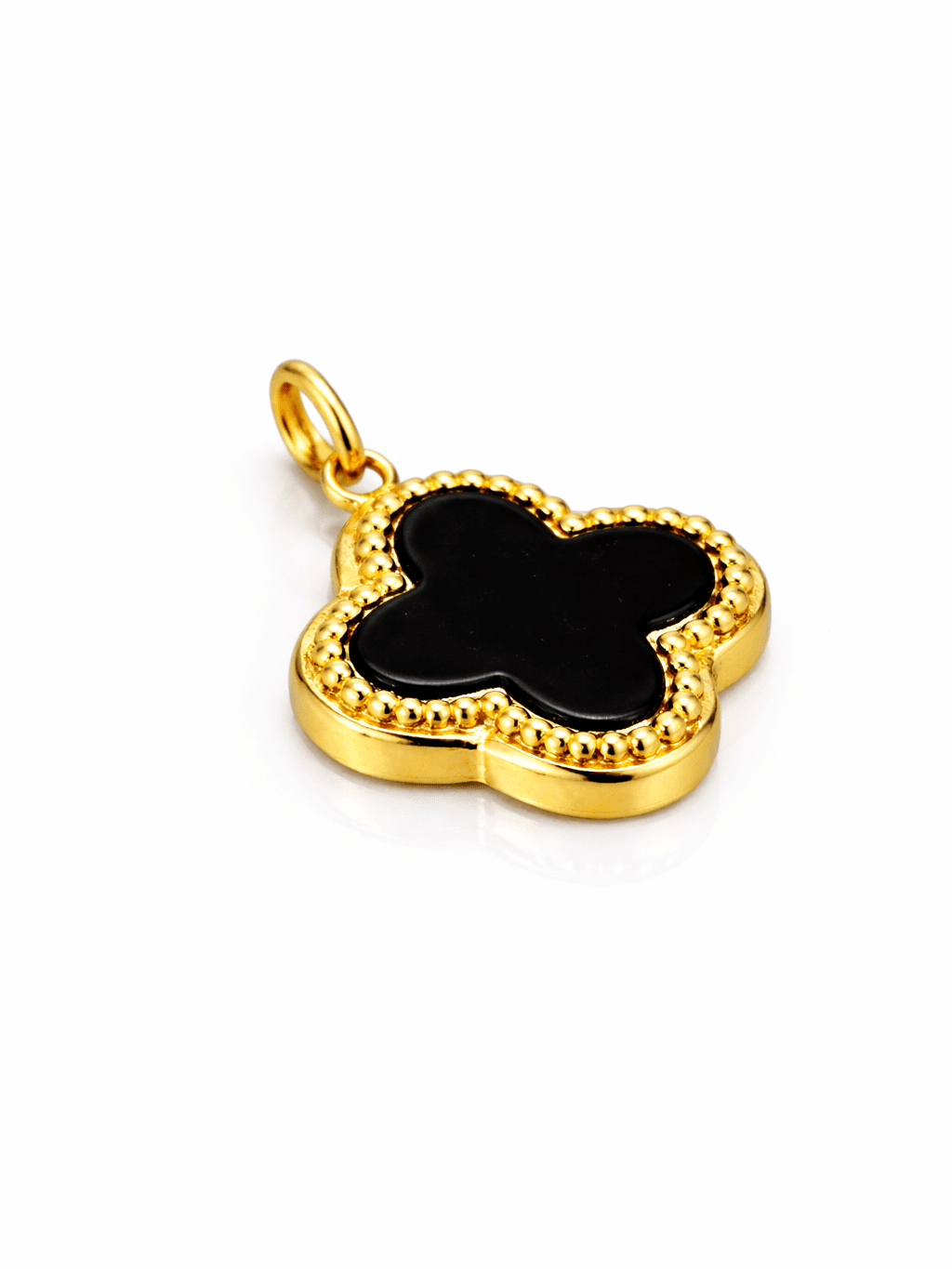 New Gold Black Onyx Four-Leaf Clover Pendant also called locket design in pakistan