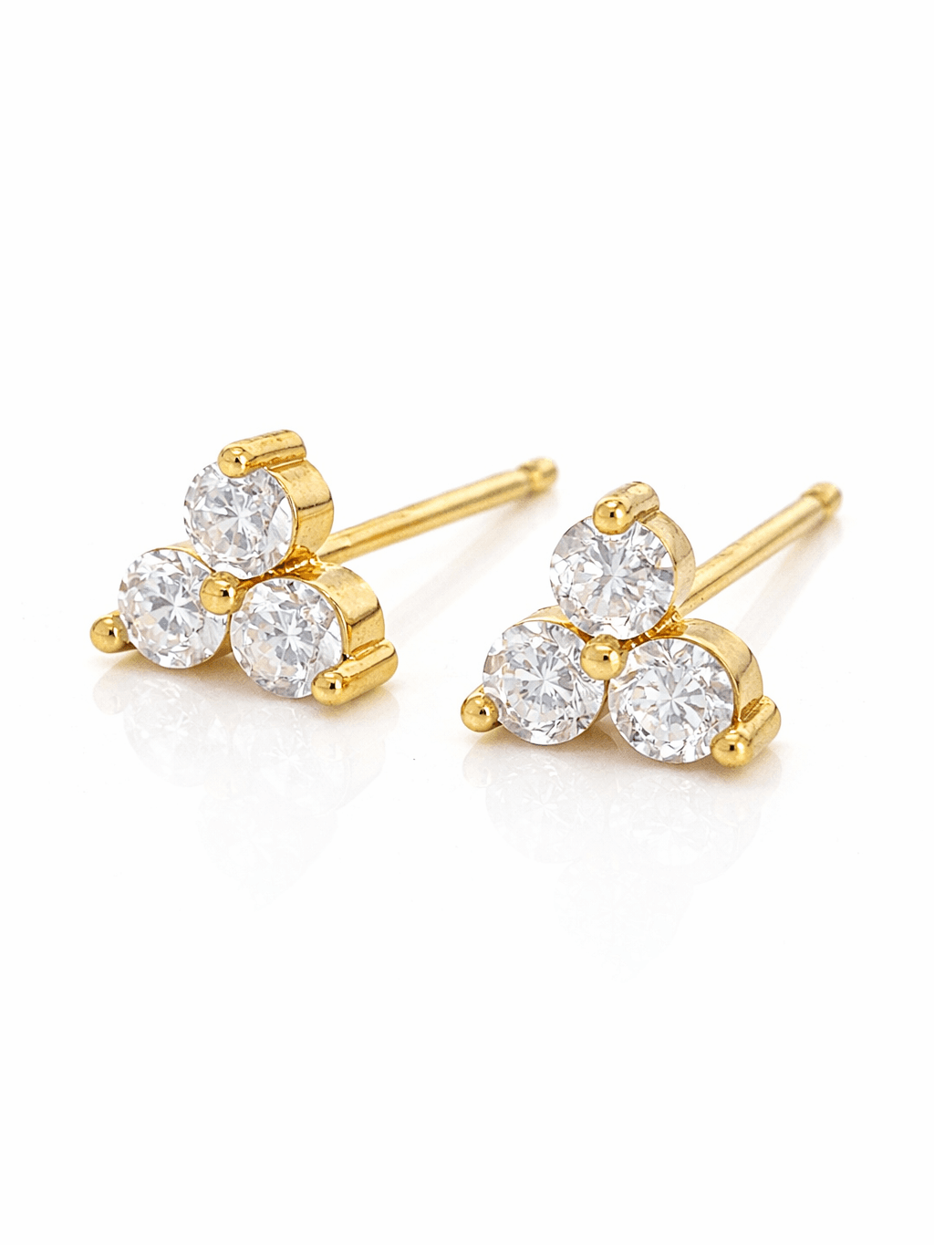 New Gold Three Stone Zircon Cluster Stud Tops Design for girls in pakistan and usa