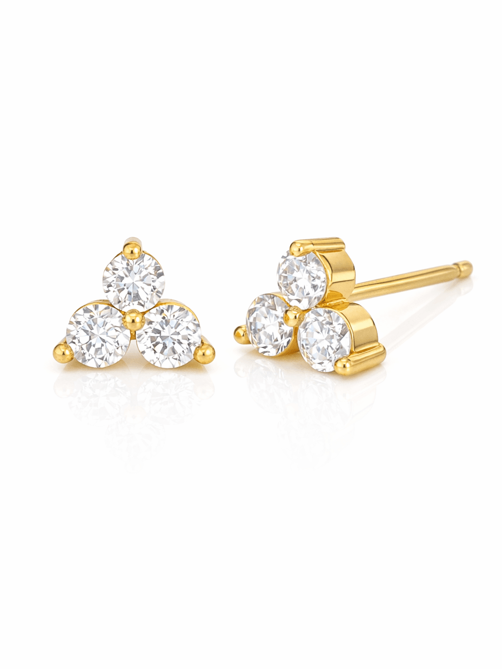 New Gold Three Stone Zircon Cluster Stud Tops Design for girls in pakistan and usa