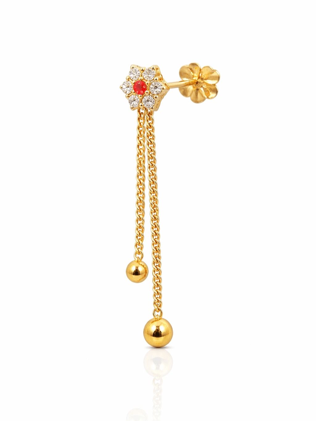 Gold Red and White Floral Chain Drop Tops