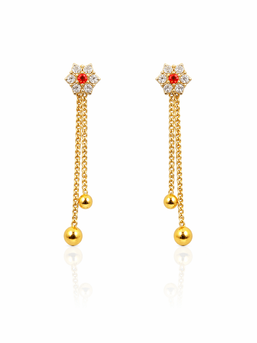 Gold Red and White Floral Chain Drop Tops